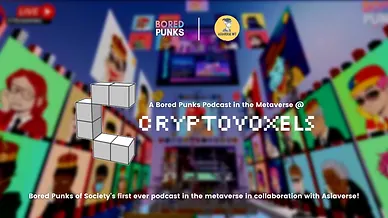 Bored Punks of Society Podcast at Cryptovoxels with Asiaverse